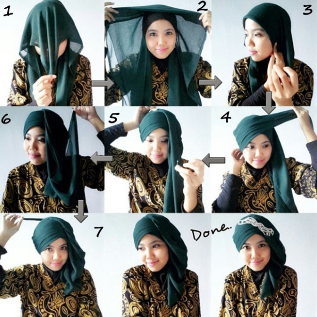 Tutorial hijab kebaya simpel untuk lebaran